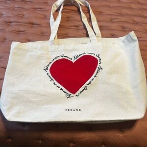 NWOT Sézane Mon Amour Tote Bag with Red Heart